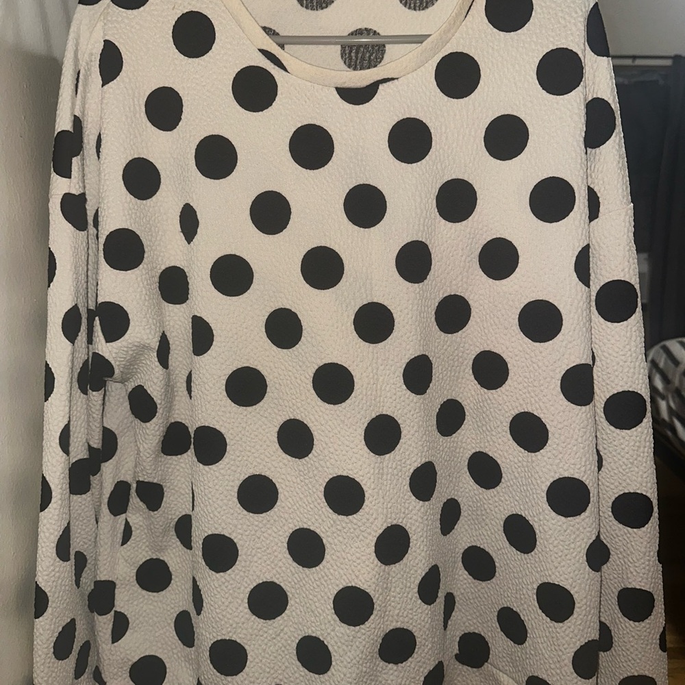 Polka Dot Long Sleeve crew neck Top